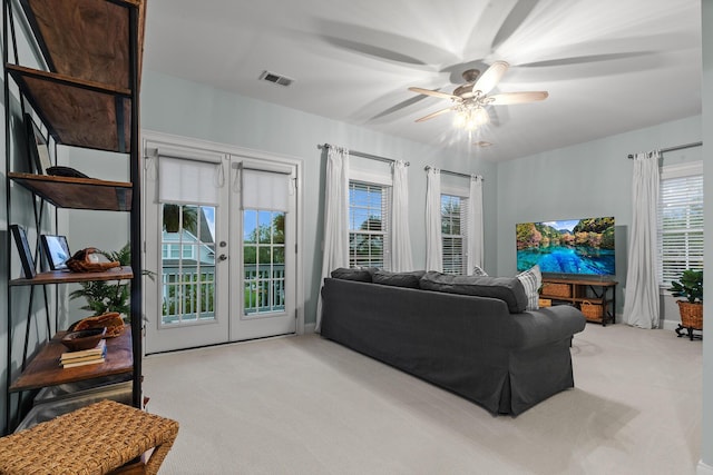 2792 River Vista Way, Mount Pleasant, SC 29466 - living area featuring carpet floors, french doors, and plenty of natural light