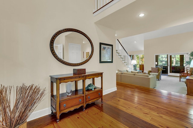 interior space with hardwood / wood-style floors