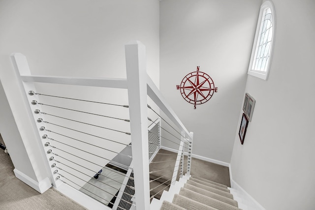 1948 Marsh Oak Ln, Seabrook Island, SC 29455 - staircase featuring carpet floors and baseboards