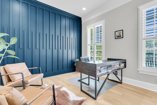 1720 Bowline Dr, Mount Pleasant, SC 29466 - office featuring plenty of natural light, light wood-type flooring, ornamental molding, baseboards, and recessed lighting
