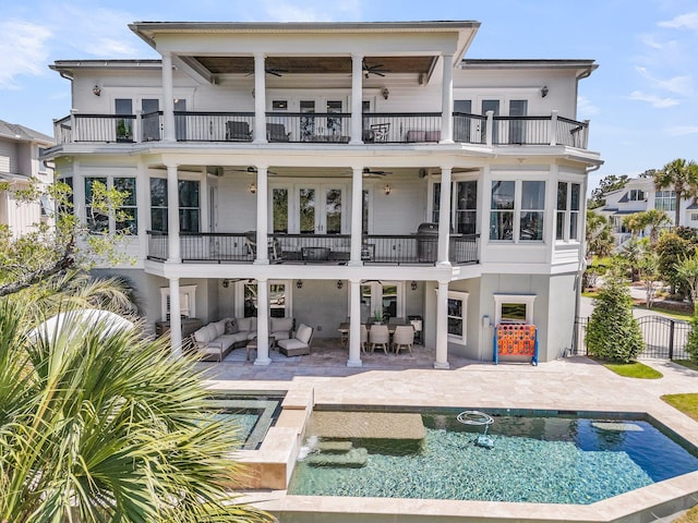 1720 Bowline Dr, Mount Pleasant, SC 29466 - back of house with a balcony, outdoor lounge area, ceiling fan, and french doors