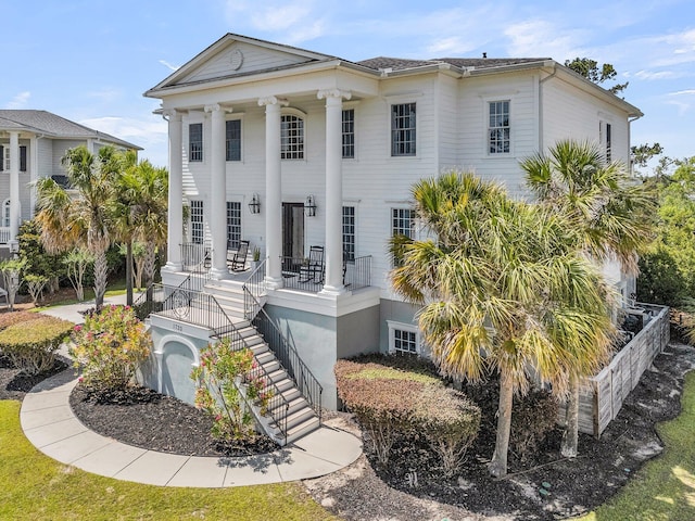1720 Bowline Dr, Mount Pleasant, SC 29466 - view of front of house featuring stairway and covered porch