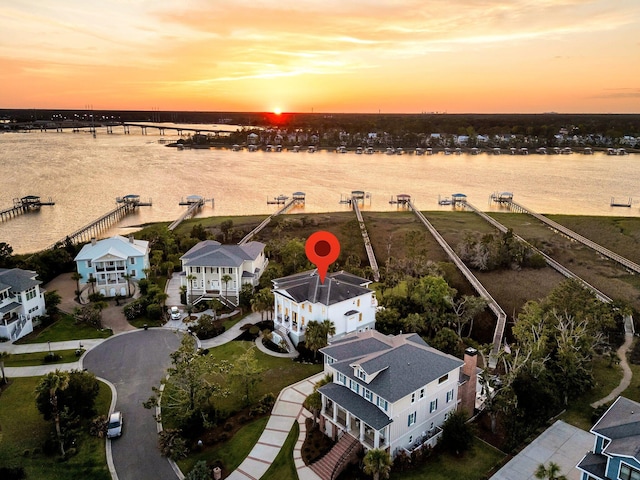 1720 Bowline Dr, Mount Pleasant, SC 29466 - aerial view at dusk of a water view