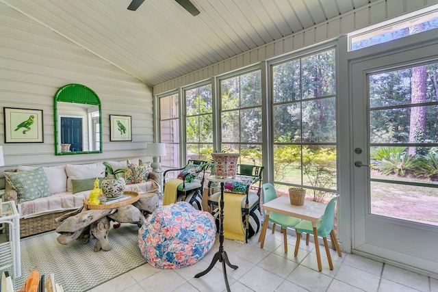 1682 Camfield Ln, Mount Pleasant, SC 29466 - sunroom / solarium with vaulted ceiling, an outdoor living space, and ceiling fan