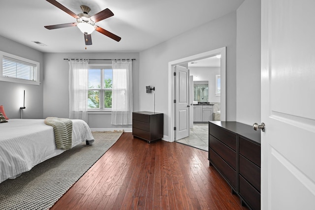 410 Eliston St, Summerville, SC 29486 - bedroom with multiple windows, dark wood-style flooring, and ceiling fan