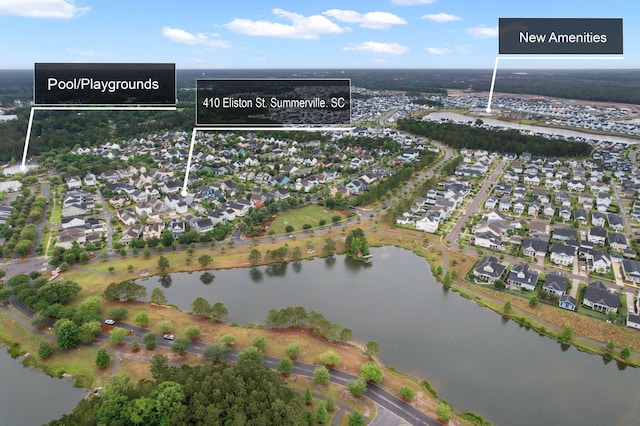 410 Eliston St, Summerville, SC 29486 - aerial overview of property's location with a large body of water and nearby suburban area