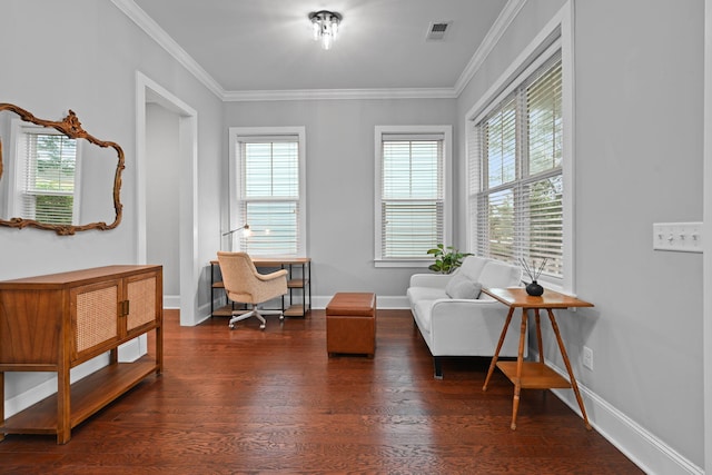 410 Eliston St, Summerville, SC 29486 - living area with plenty of natural light, wood finished floors, ornamental molding, and baseboards
