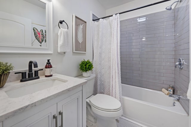 2608 Seymour Ave, North Charleston, SC 29405 - bathroom with vanity, shower / bath combo, and tile patterned flooring