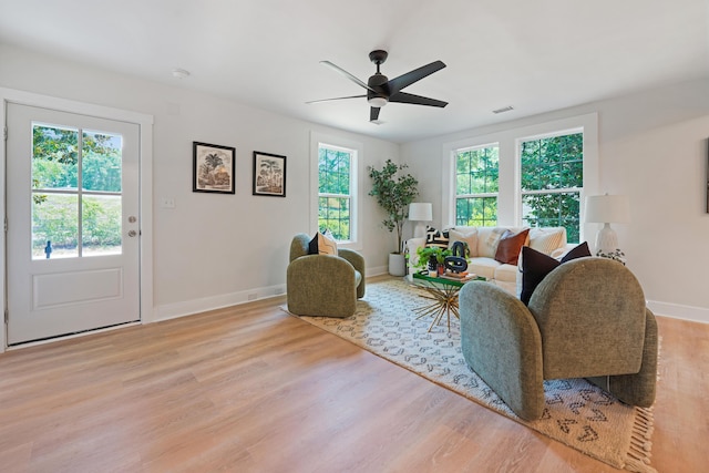 2608 Seymour Ave, North Charleston, SC 29405 - living area featuring wood finished floors and a ceiling fan