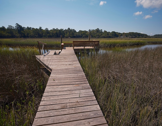 view of dock featuring a water view