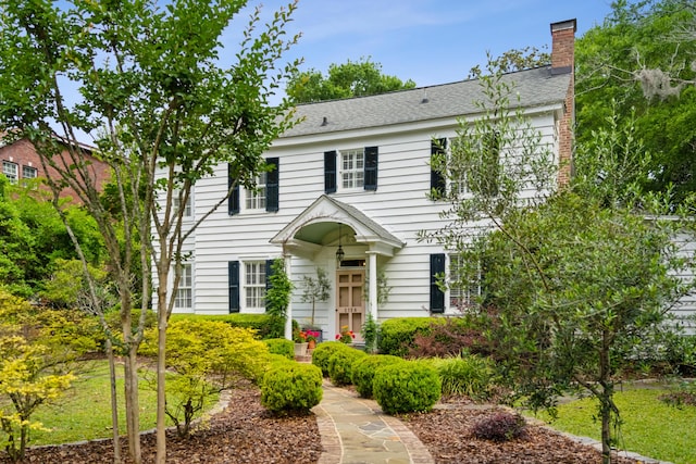 colonial house with a chimney