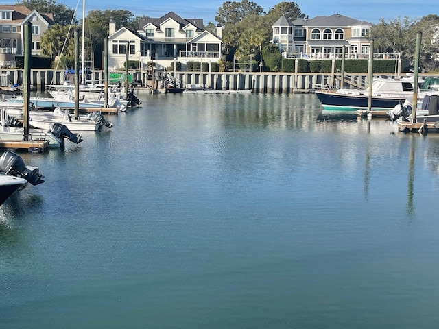 view of dock featuring a water view