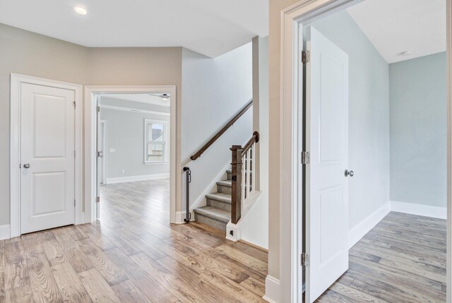 1485 Bourne Xing, Mount Pleasant, SC 29466 - foyer entrance featuring light wood-style flooring, recessed lighting, and stairway