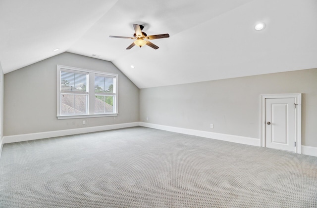 1485 Bourne Xing, Mount Pleasant, SC 29466 - additional living space with carpet floors, a ceiling fan, lofted ceiling, and recessed lighting