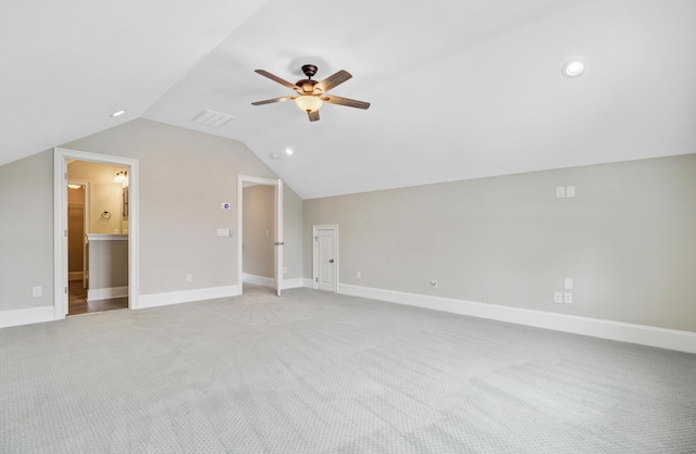 1485 Bourne Xing, Mount Pleasant, SC 29466 - bonus room featuring a ceiling fan, light carpet, lofted ceiling, and recessed lighting