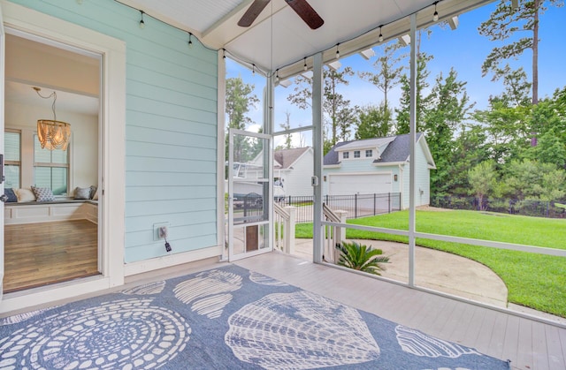 1485 Bourne Xing, Mount Pleasant, SC 29466 - sunroom / solarium featuring ceiling fan and healthy amount of natural light