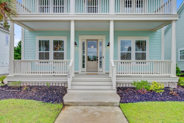 1485 Bourne Xing, Mount Pleasant, SC 29466 - view of exterior entry featuring a porch and a balcony