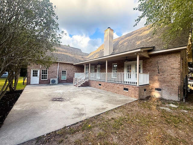 3385 Wayland Dr, Ladson, SC 29456 - back of property with a ceiling fan, brick siding, a chimney, and crawl space
