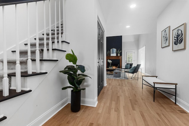 3385 Wayland Dr, Ladson, SC 29456 - corridor featuring wood finished floors, recessed lighting, and stairway