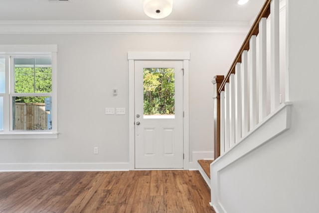 entrance foyer with plenty of natural light and ornamental molding