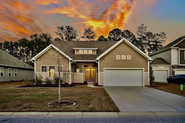 view of front of home with a lawn