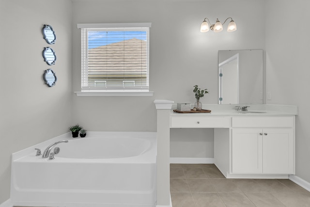 229 Celestial Blvd, Summerville, SC 29486 - full bathroom with tile patterned floors, a garden tub, vanity, and baseboards