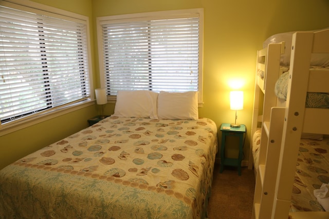 carpeted bedroom featuring multiple windows