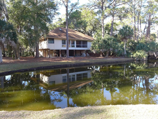 dock area featuring a water view