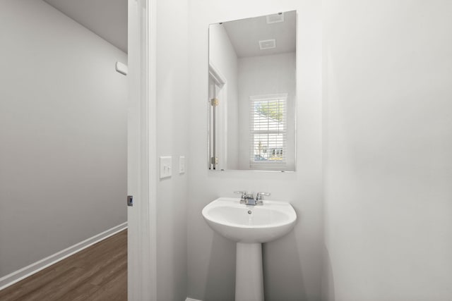 bathroom featuring wood-type flooring