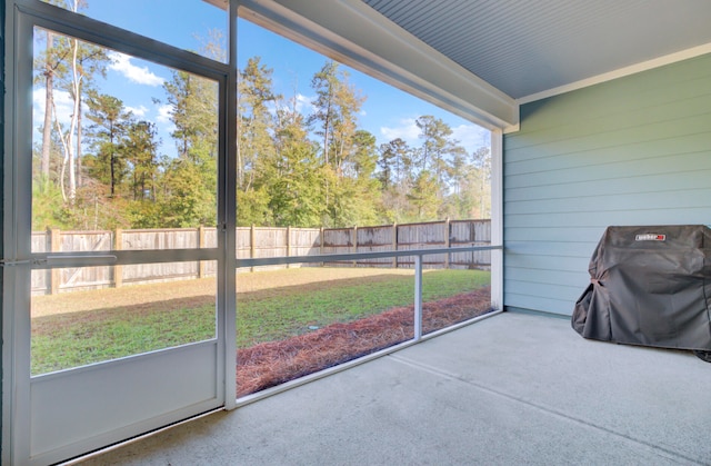 view of unfurnished sunroom