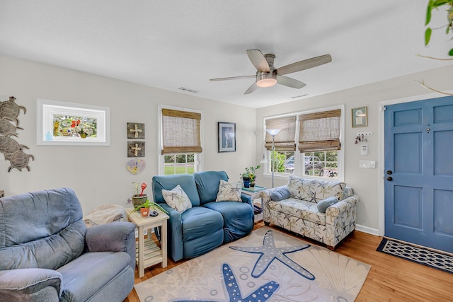7274 Commodore Rd, Hollywood, SC 29449 - living room with ceiling fan and wood finished floors