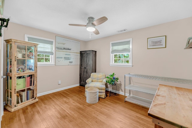 7274 Commodore Rd, Hollywood, SC 29449 - sitting room featuring ceiling fan and light wood-style flooring