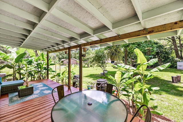 7274 Commodore Rd, Hollywood, SC 29449 - wooden deck with a lawn and outdoor dining area