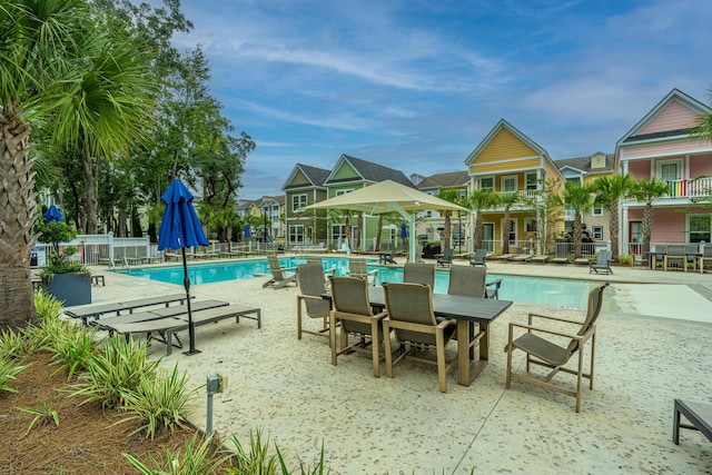 view of pool featuring a patio