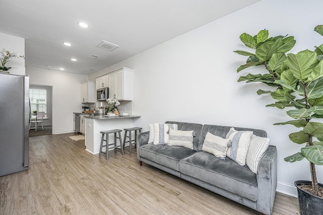 living room featuring light hardwood / wood-style flooring