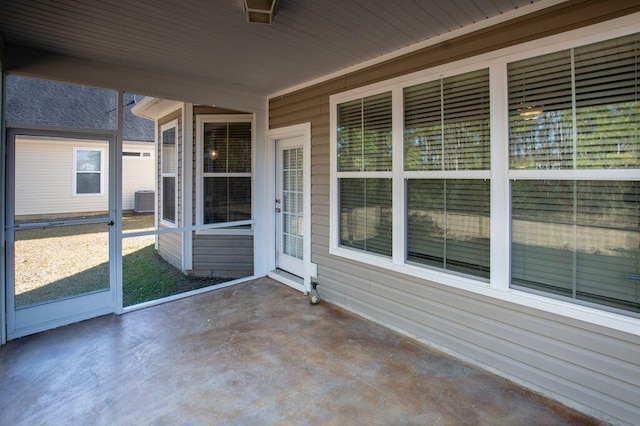 view of unfurnished sunroom