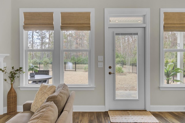 doorway featuring hardwood / wood-style flooring