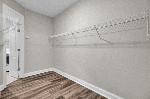 walk in closet featuring hardwood / wood-style flooring