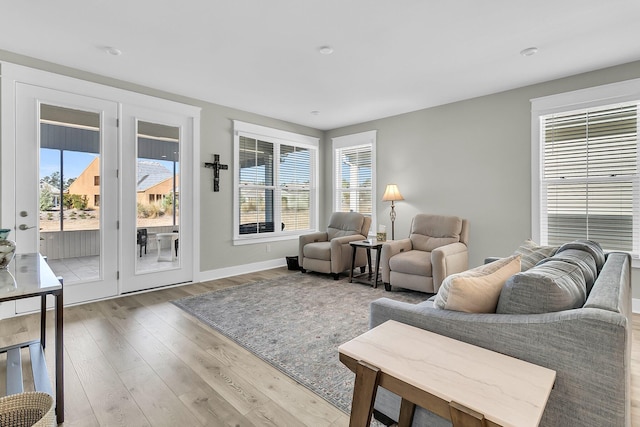 living room with hardwood / wood-style floors