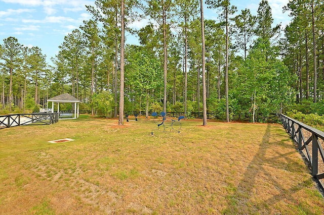 view of yard featuring a gazebo