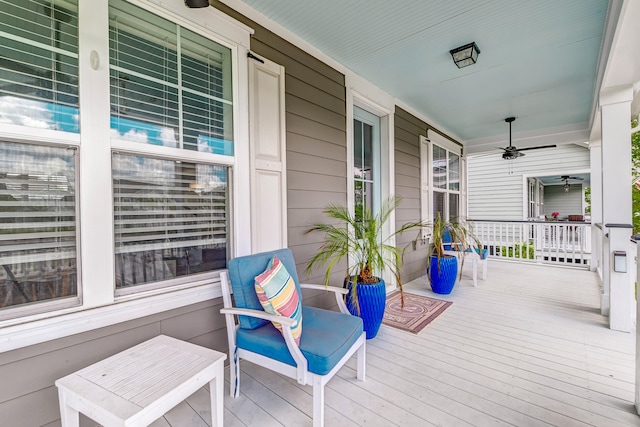 deck featuring ceiling fan