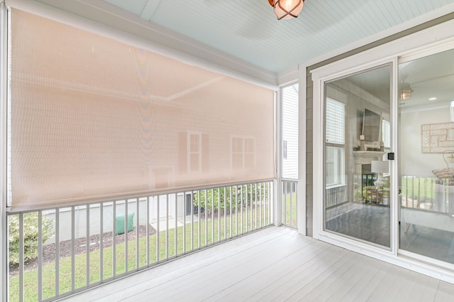 view of unfurnished sunroom