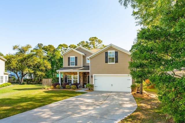 1606 Stovall Ct, Johns Island, SC 29455 - craftsman house with concrete driveway, a front lawn, stone siding, and a garage