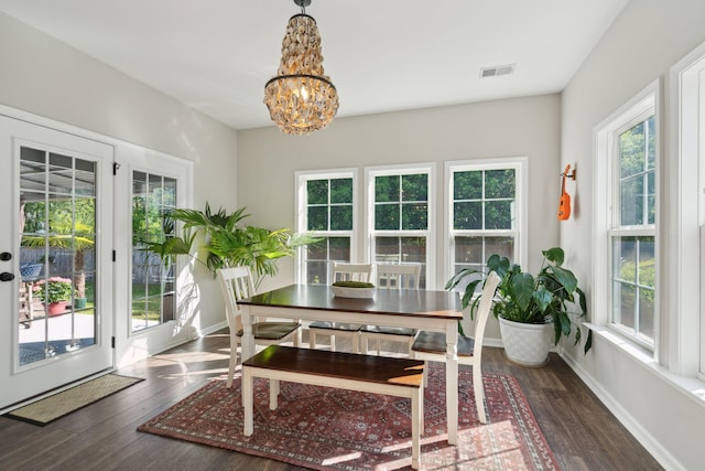 1606 Stovall Ct, Johns Island, SC 29455 - sunroom featuring visible vents, a notable chandelier, and french doors