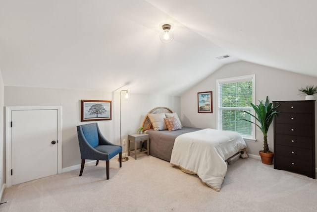 1606 Stovall Ct, Johns Island, SC 29455 - bedroom featuring vaulted ceiling, visible vents, carpet flooring, and baseboards