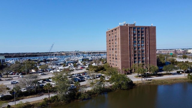 exterior space featuring a water view