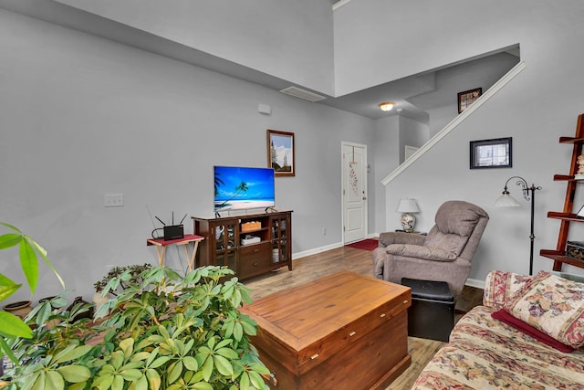 living room with wood-type flooring