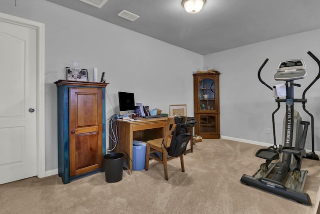 view of carpeted office space