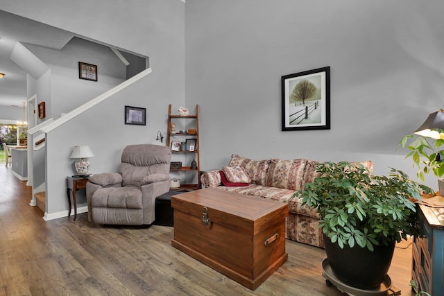 living room featuring dark hardwood / wood-style floors