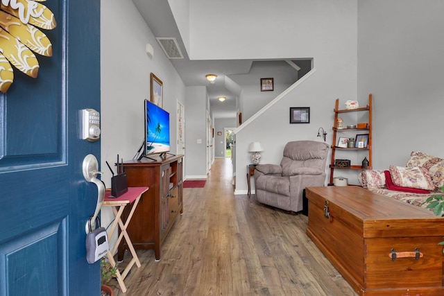 entrance foyer featuring wood-type flooring